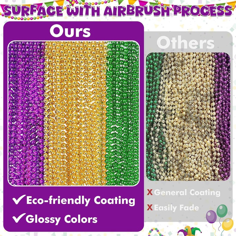 VLUV 36Pcs Beaded Necklace, Mardi Gras Beads Necklaces Accessories, 33 Inch Bead Costume for Women Man, Festival Parade Throw Supplies - Image 3